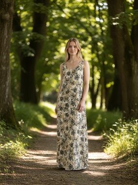 NWOT Cotton Maxi Dress in Charcoal, Sepia, Gray, Black, and White ~  size XXS